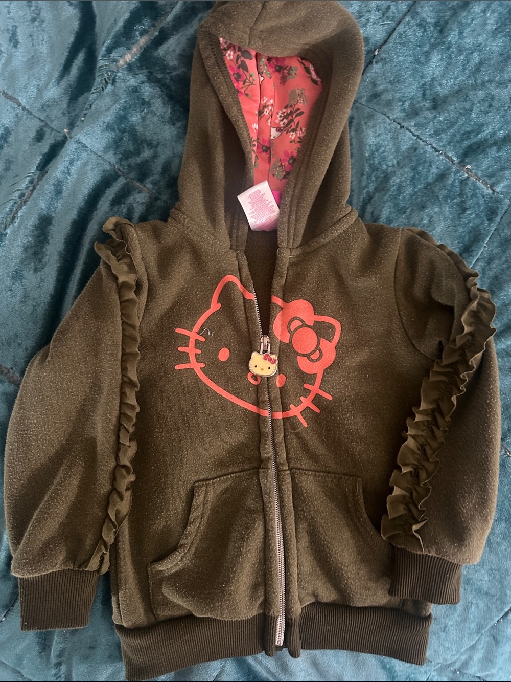 Hello Kitty green Hooded Zip Sweatshirt with Pink Graphic